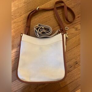 Cluci Stylish Cream and Brown Crossbody Bag